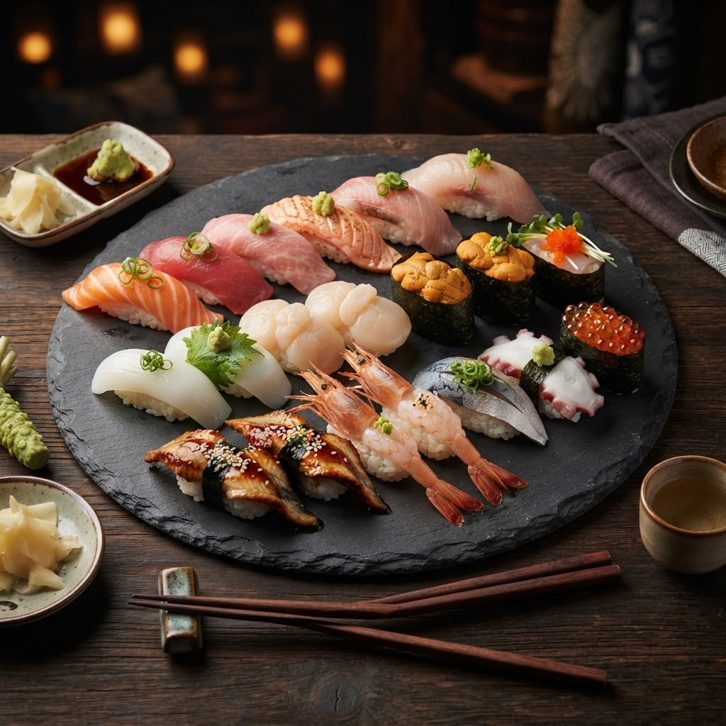 Assorted nigiri sushi platter